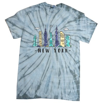 New York City Nyc Skyline Ny Watercolor Souvenir Gift Tie-Dye T-Shirt