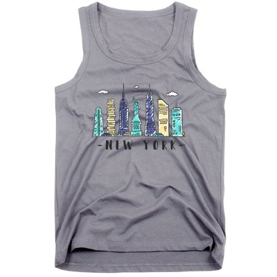 New York City Nyc Skyline Ny Watercolor Souvenir Gift Tank Top