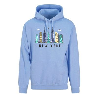 New York City Nyc Skyline Ny Watercolor Souvenir Gift Unisex Surf Hoodie