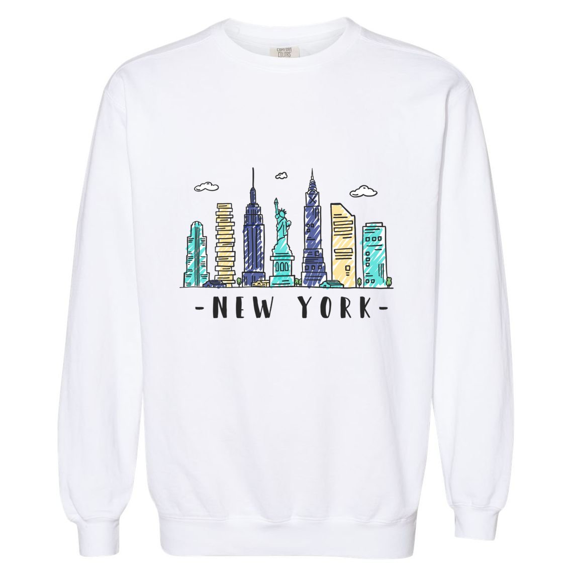New York City Nyc Skyline Ny Watercolor Souvenir Gift Garment-Dyed Sweatshirt