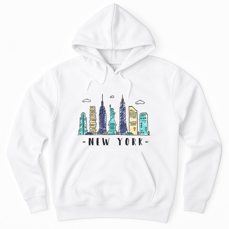 New York City Nyc Skyline Ny Watercolor Souvenir Gift Hoodie