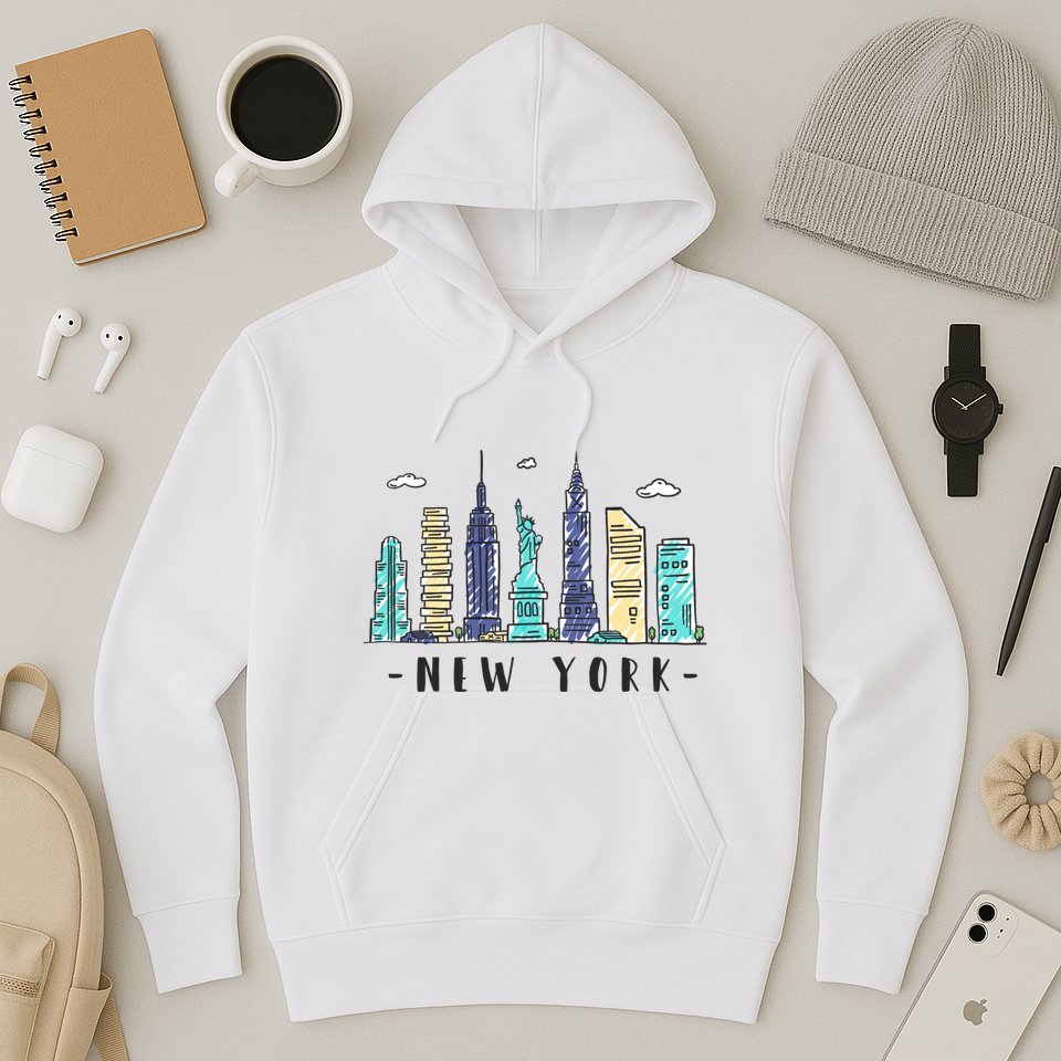 New York City Nyc Skyline Ny Watercolor Souvenir Gift Hoodie