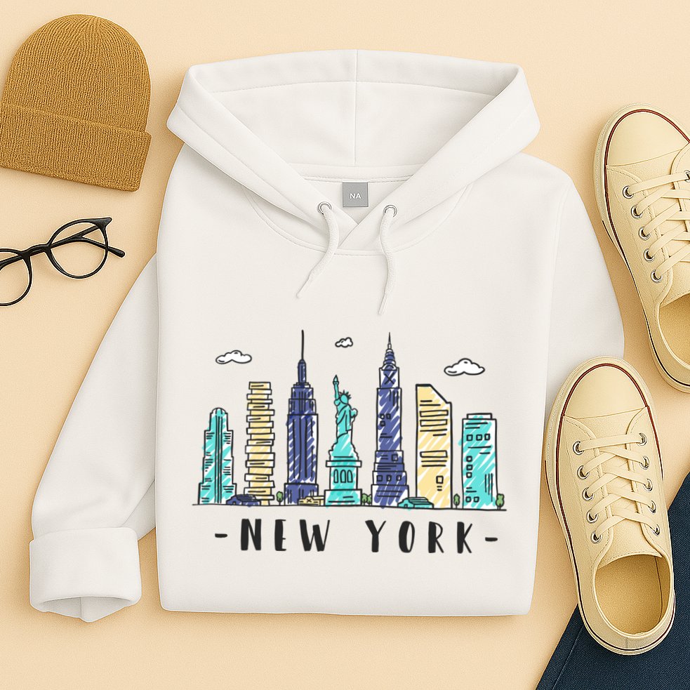 New York City Nyc Skyline Ny Watercolor Souvenir Gift Hoodie