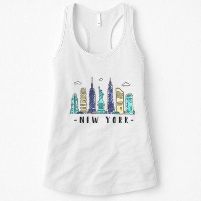 New York City Nyc Skyline Ny Watercolor Souvenir Gift Womens Tank Top