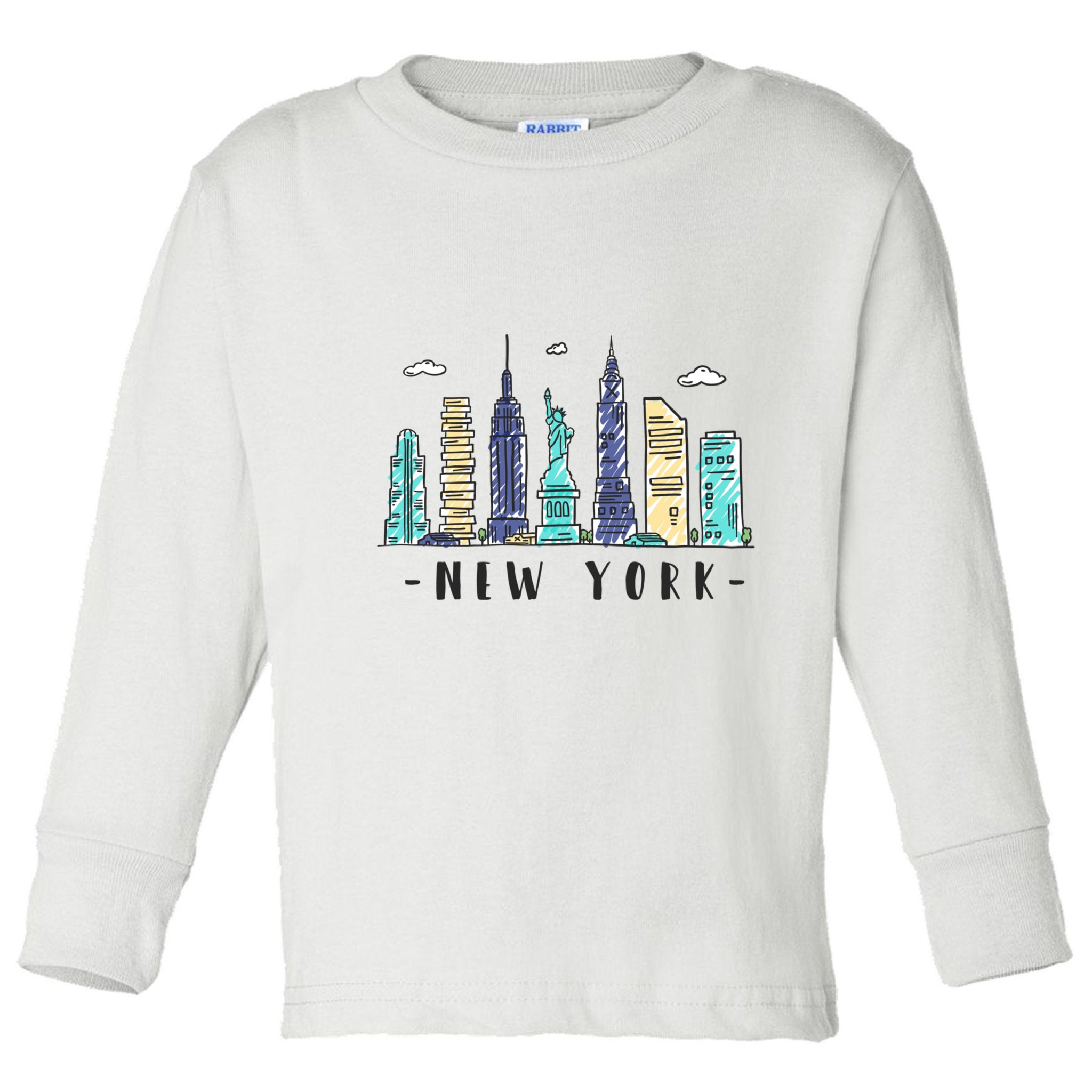 New York City Nyc Skyline Ny Watercolor Souvenir Gift Toddler Long Sleeve Shirt
