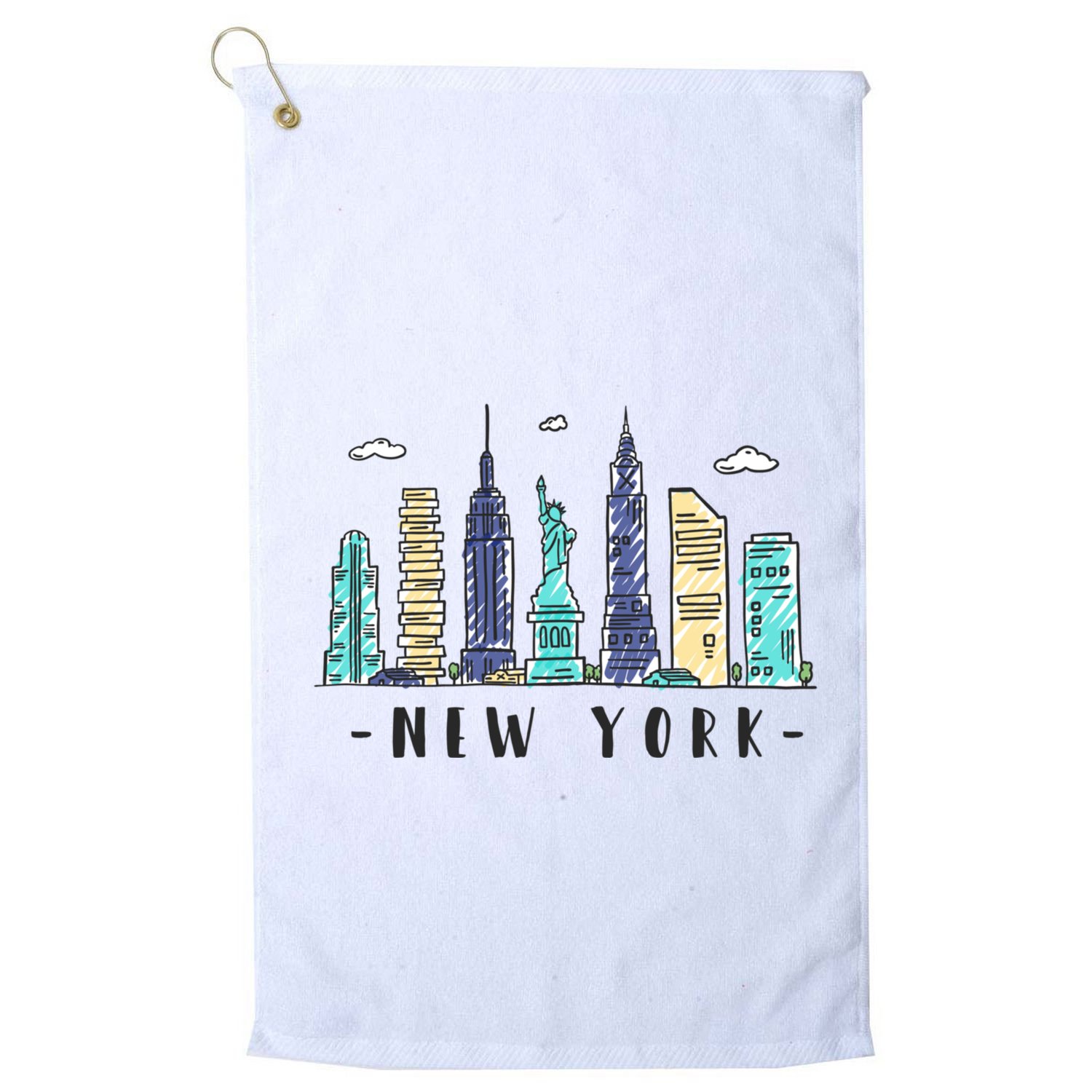 New York City Nyc Skyline Ny Watercolor Souvenir Gift Golf Towel