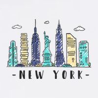 New York City Nyc Skyline Ny Watercolor Souvenir Gift Wool Snapback Cap
