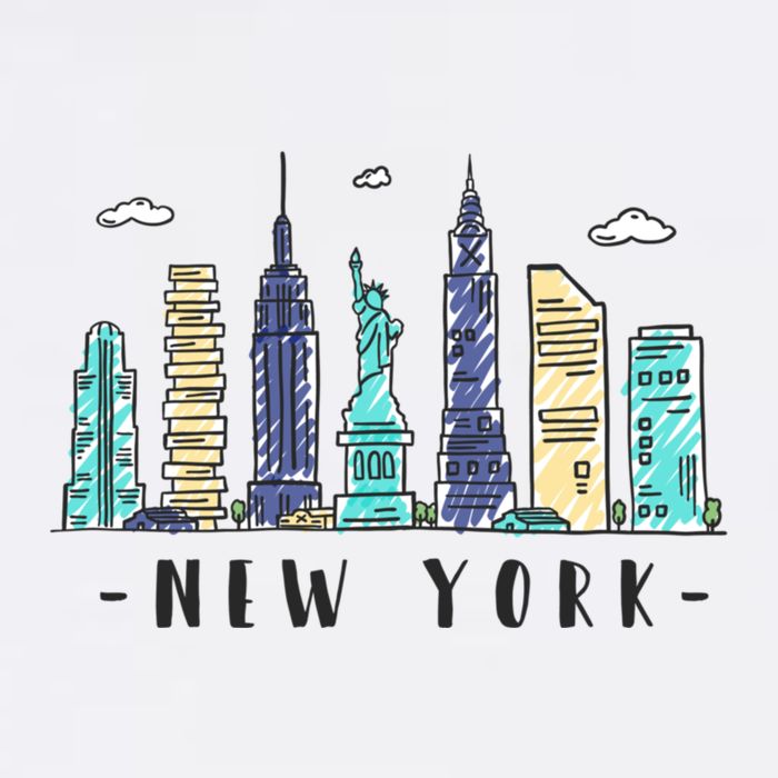 New York City Nyc Skyline Ny Watercolor Souvenir Gift Wool Snapback Cap