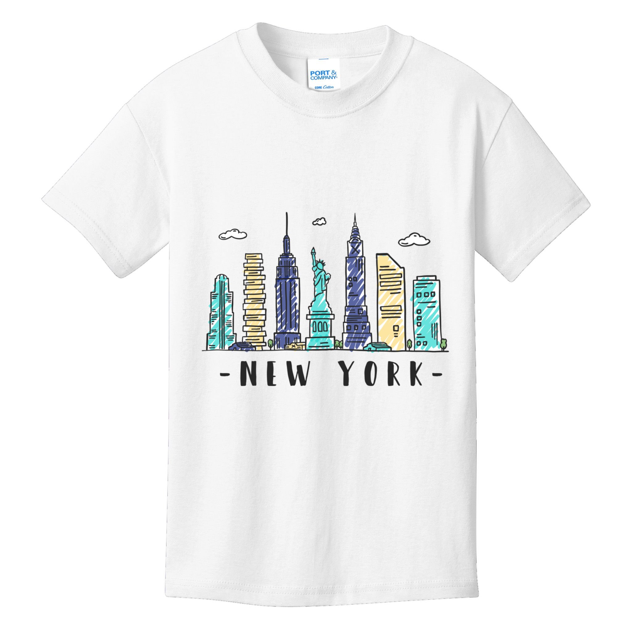 New York City Nyc Skyline Ny Watercolor Souvenir Gift Kids T-Shirt