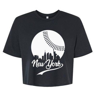 New York City Skyline Baseball Lover  Bella+Canvas Jersey Crop Tee