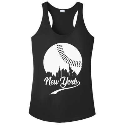 New York City Skyline Baseball Lover  Ladies PosiCharge Competitor Racerback Tank