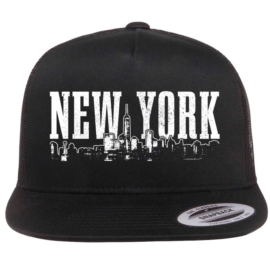 New York City Skyline Ny Vintage Nyc Flat Bill Trucker Hat