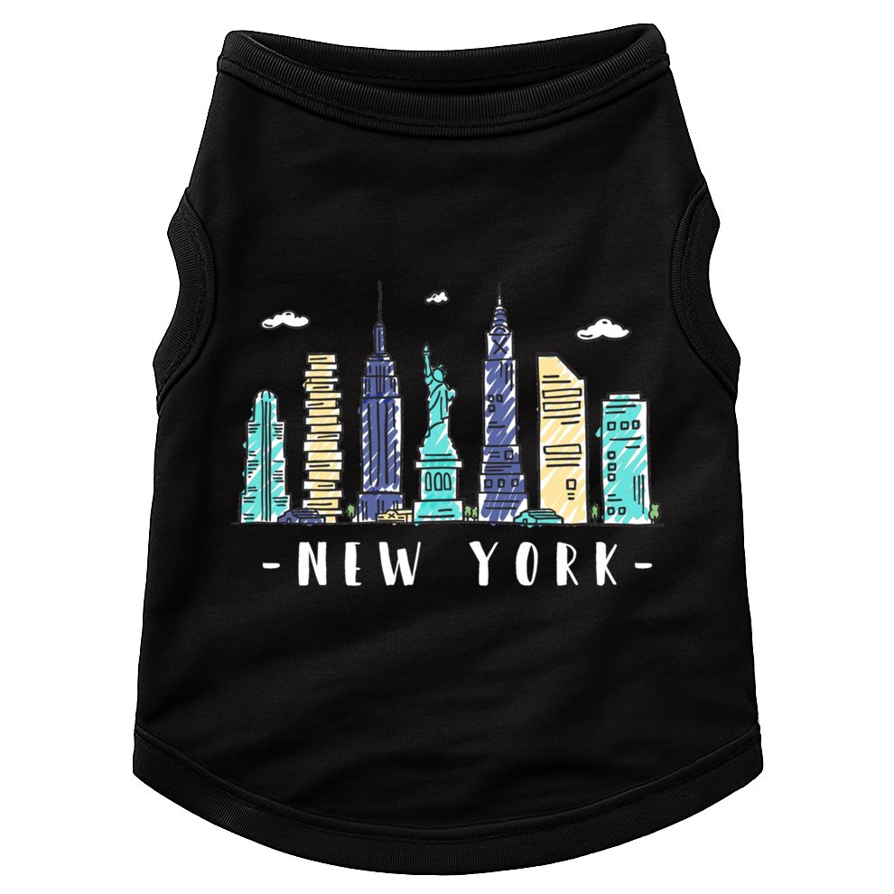 New York City Nyc Skyline Ny Watercolor Souvenir Gift Doggie Tank