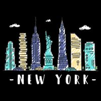 New York City Nyc Skyline Ny Watercolor Souvenir Gift Doggie Tank