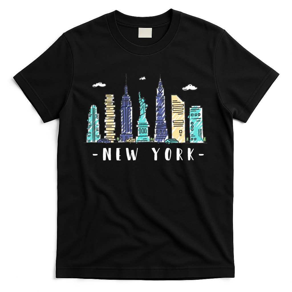 New York City Nyc Skyline Ny Watercolor Souvenir Gift T-Shirt