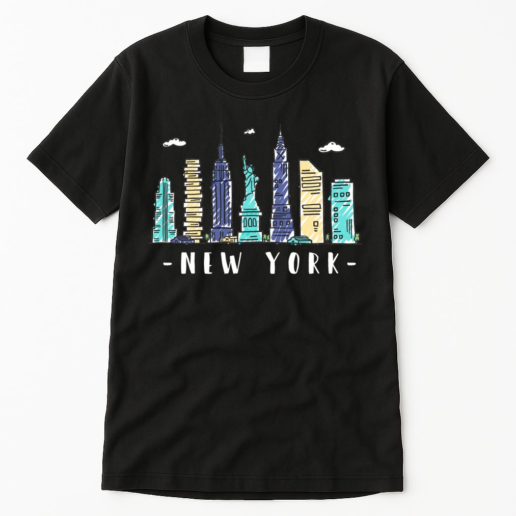 New York City Nyc Skyline Ny Watercolor Souvenir Gift Tall T-Shirt