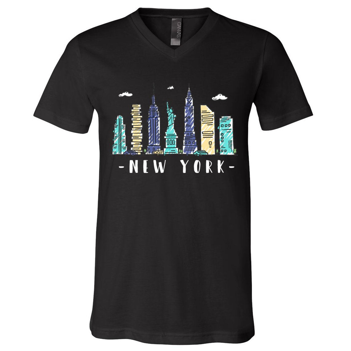 New York City Nyc Skyline Ny Watercolor Souvenir Gift V-Neck T-Shirt