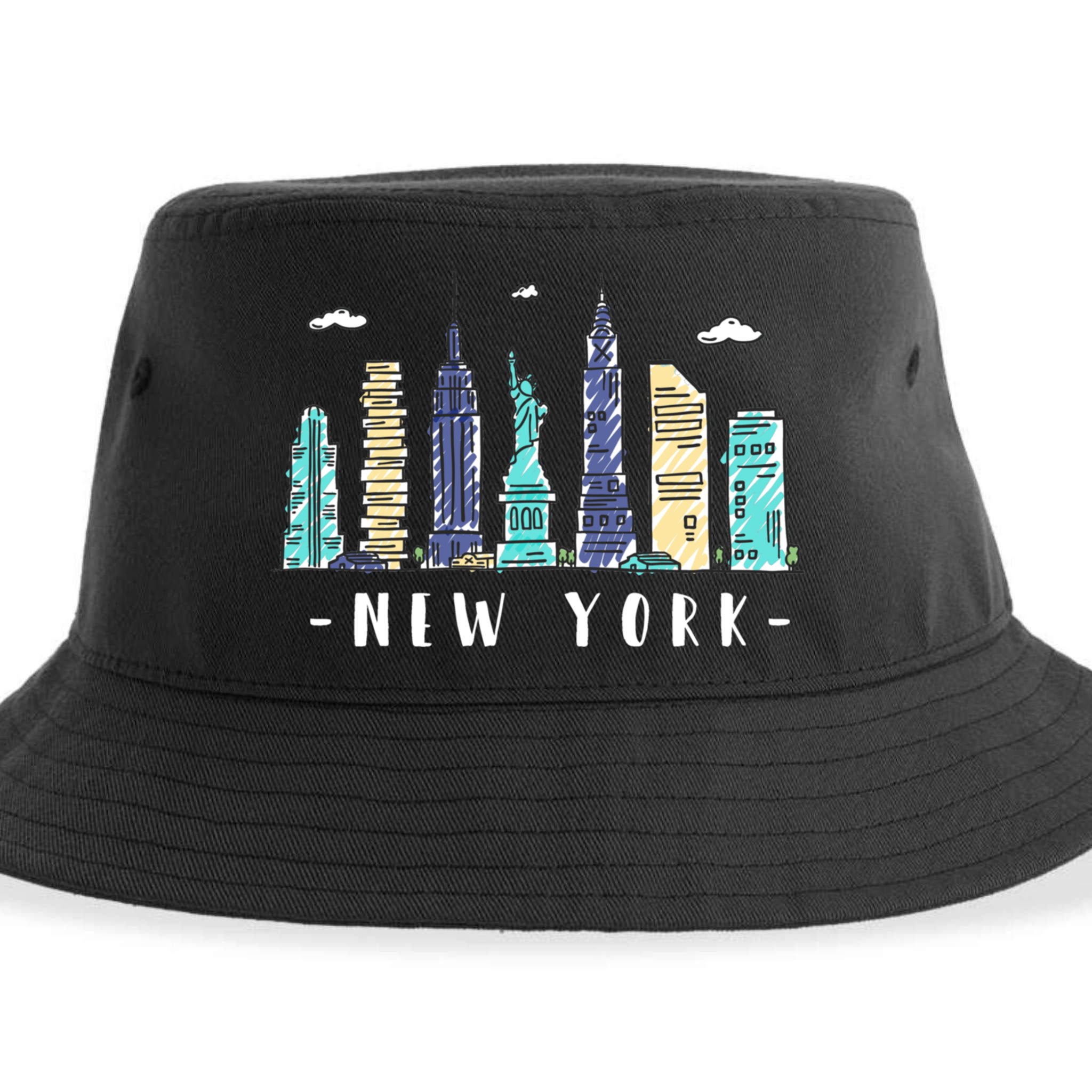 New York City Nyc Skyline Ny Watercolor Souvenir Gift Sustainable Bucket Hat