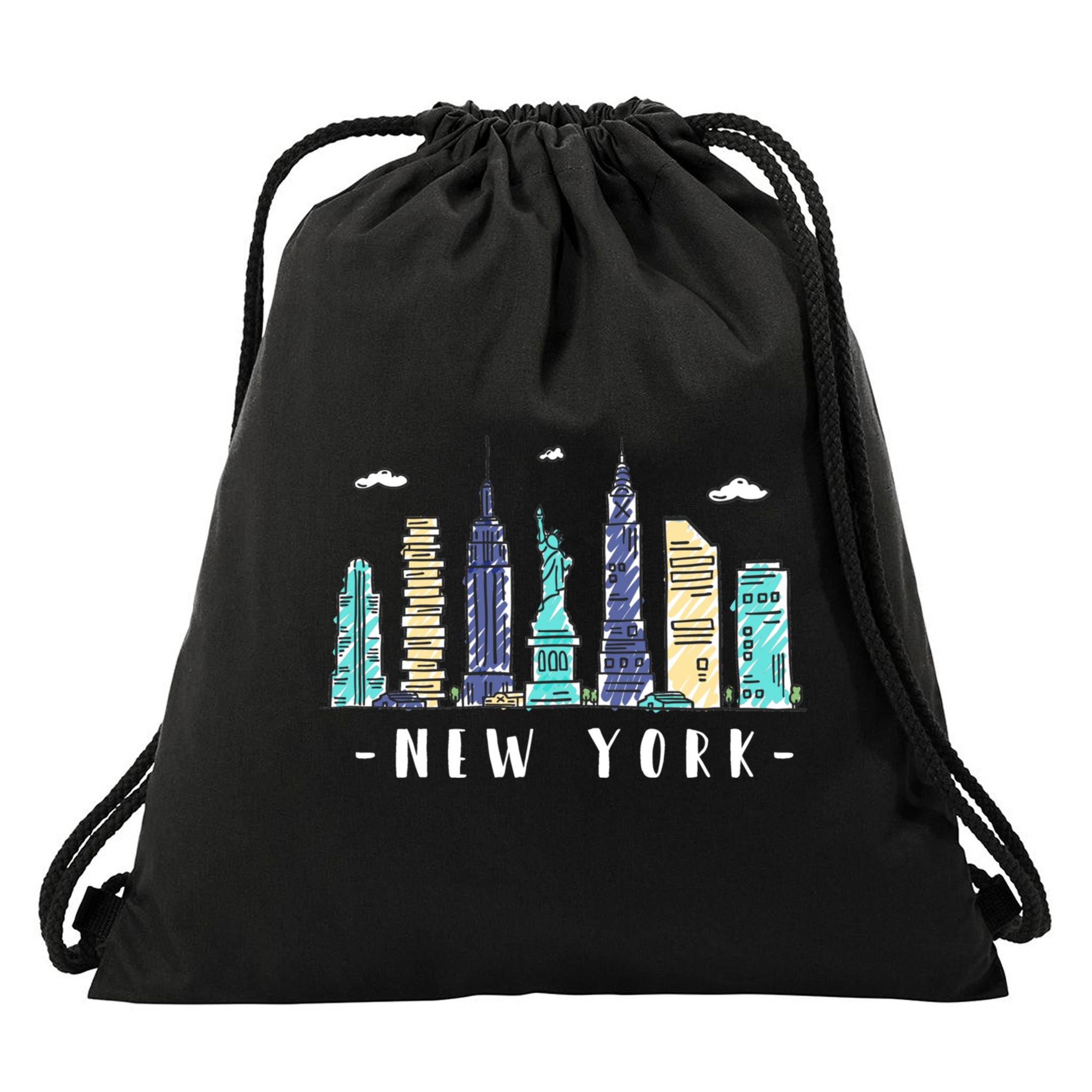 New York City Nyc Skyline Ny Watercolor Souvenir Gift Drawstring Bag