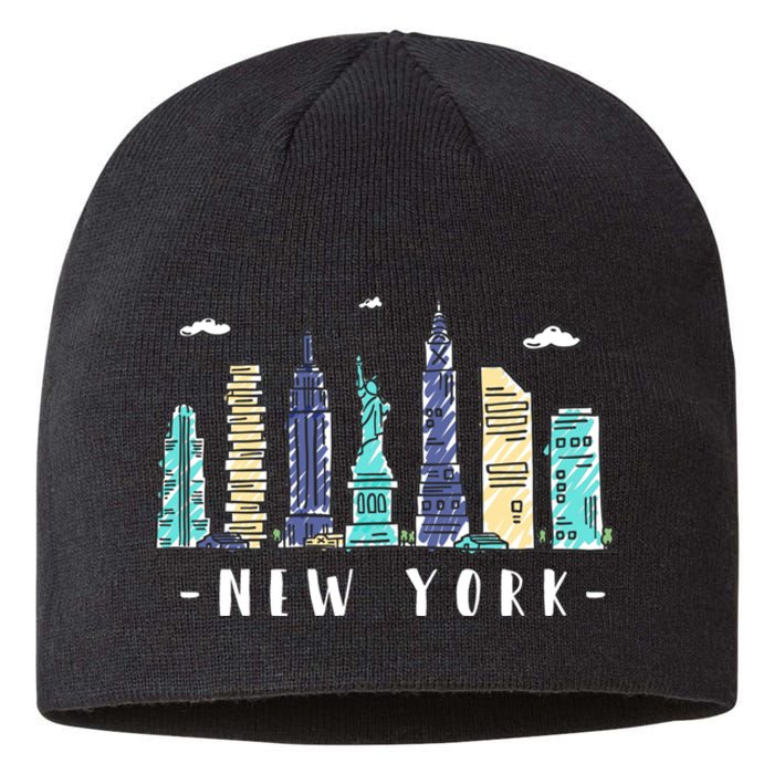 New York City Nyc Skyline Ny Watercolor Souvenir Gift Sustainable Beanie