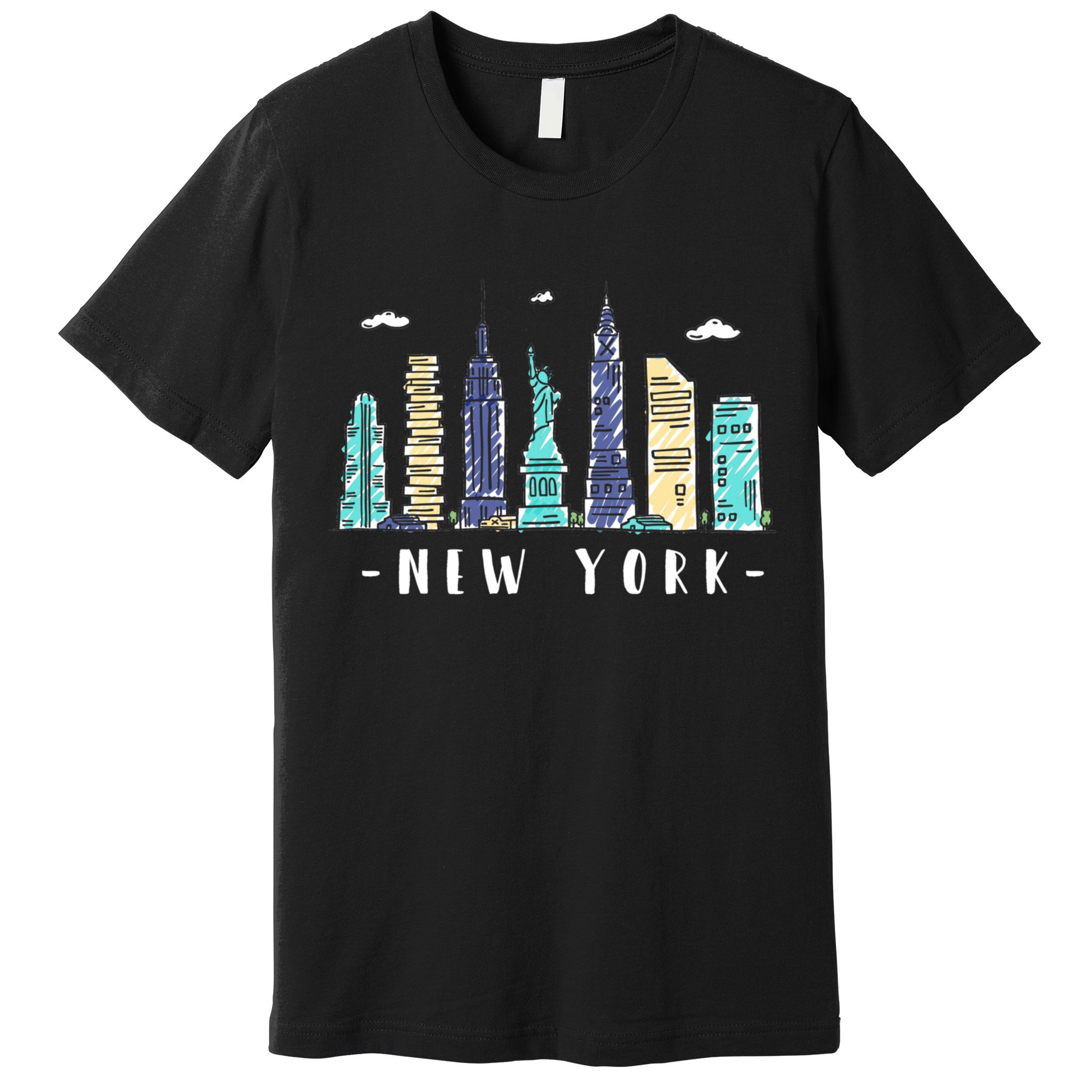 New York City Nyc Skyline Ny Watercolor Souvenir Gift Premium T-Shirt