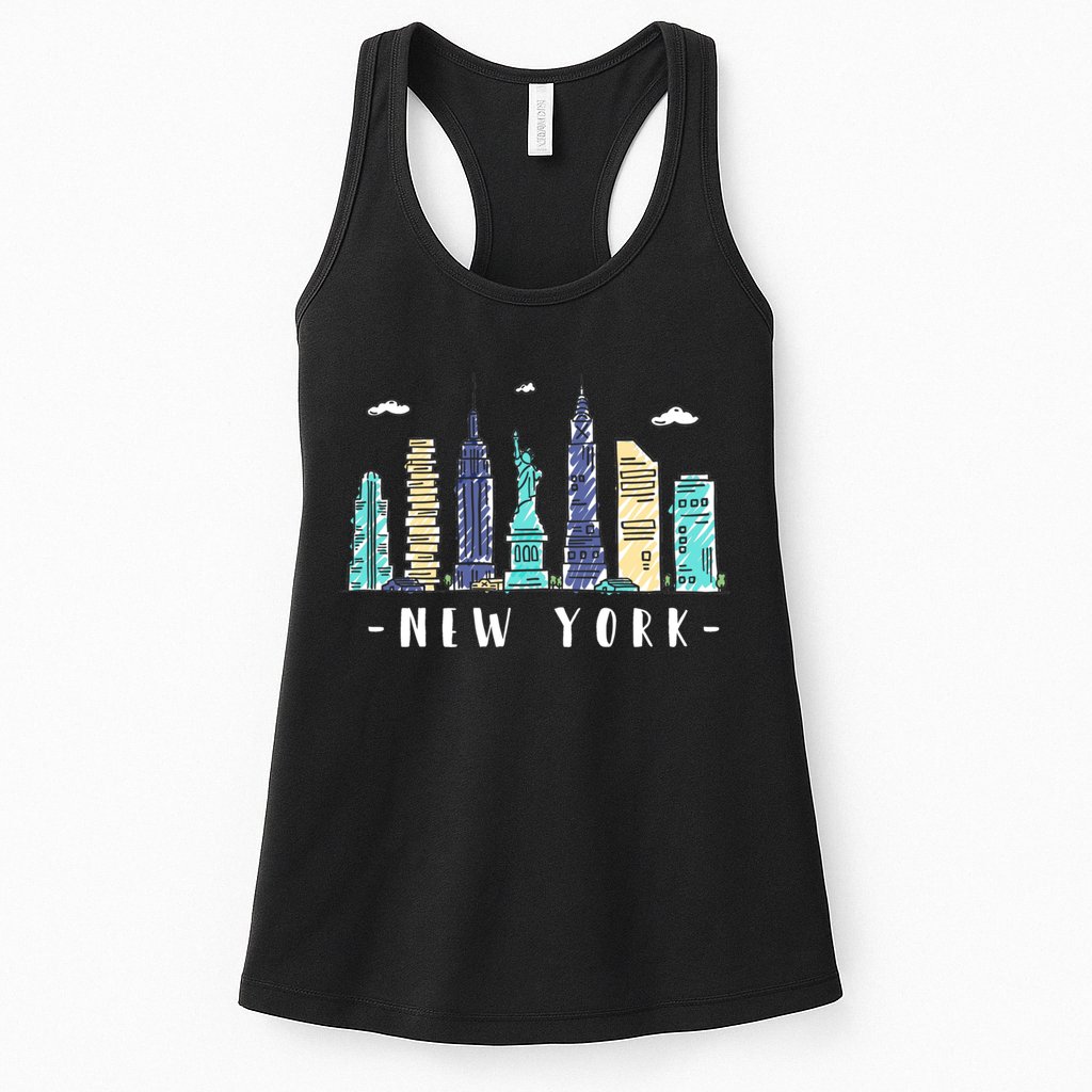 New York City Nyc Skyline Ny Watercolor Souvenir Gift Womens Tank Top