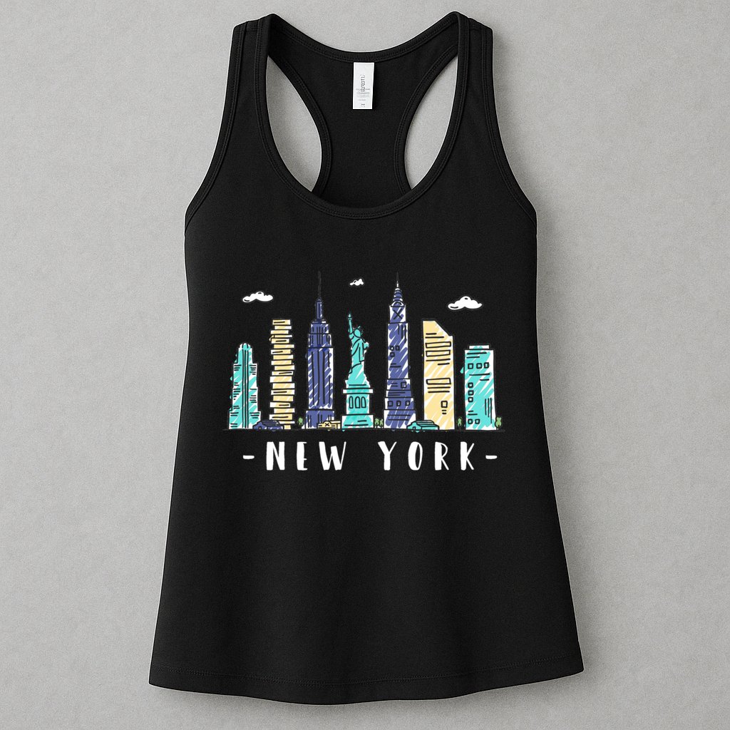 New York City Nyc Skyline Ny Watercolor Souvenir Gift Womens Tank Top