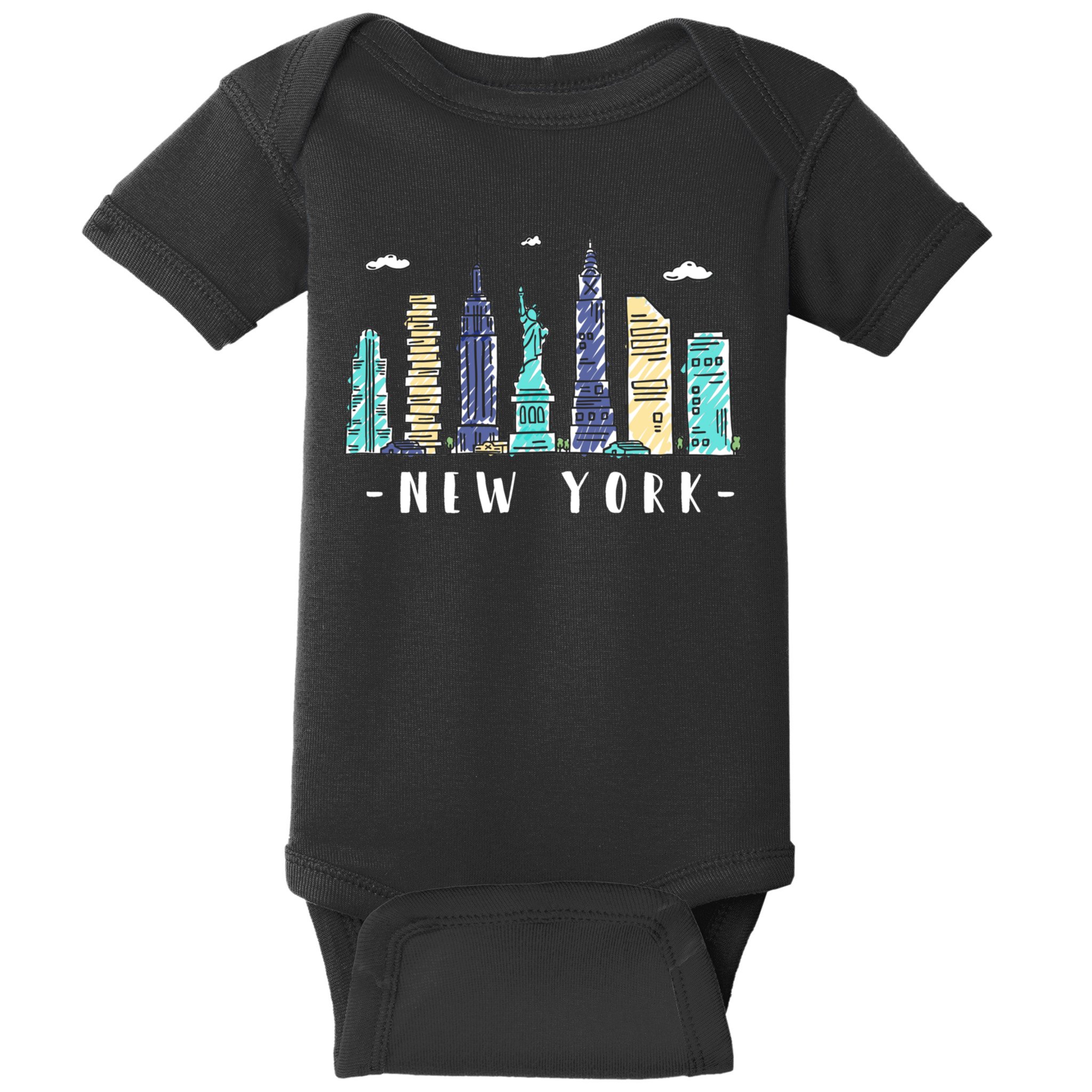 New York City Nyc Skyline Ny Watercolor Souvenir Gift Baby Bodysuit