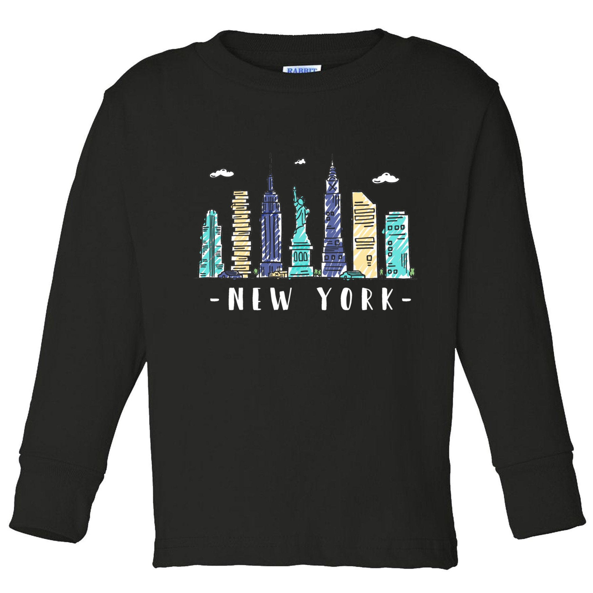 New York City Nyc Skyline Ny Watercolor Souvenir Gift Toddler Long Sleeve Shirt
