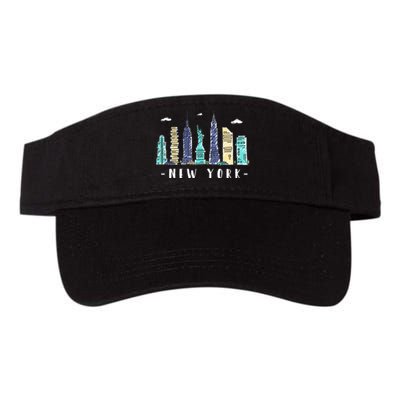 New York City Nyc Skyline Ny Watercolor Souvenir Gift Valucap Bio-Washed Visor