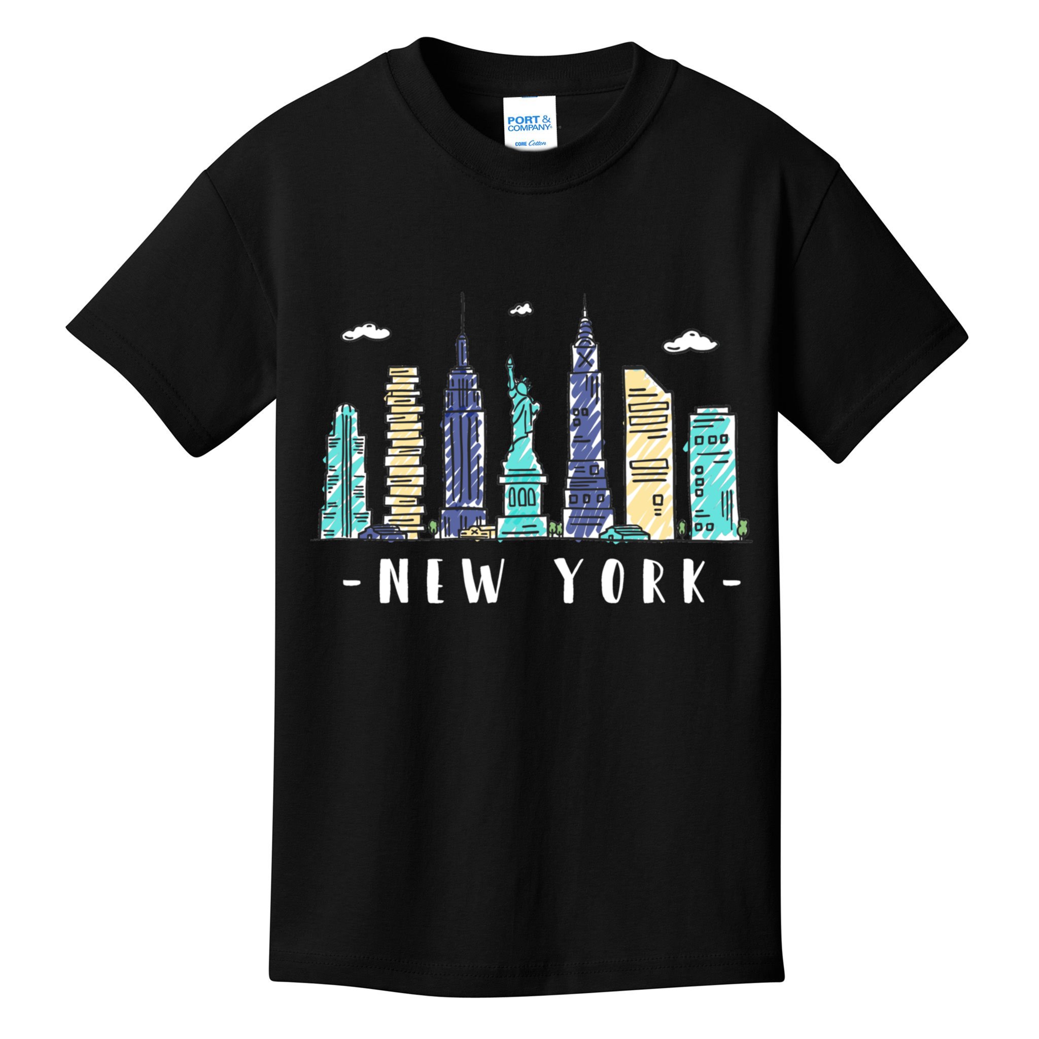 New York City Nyc Skyline Ny Watercolor Souvenir Gift Kids T-Shirt