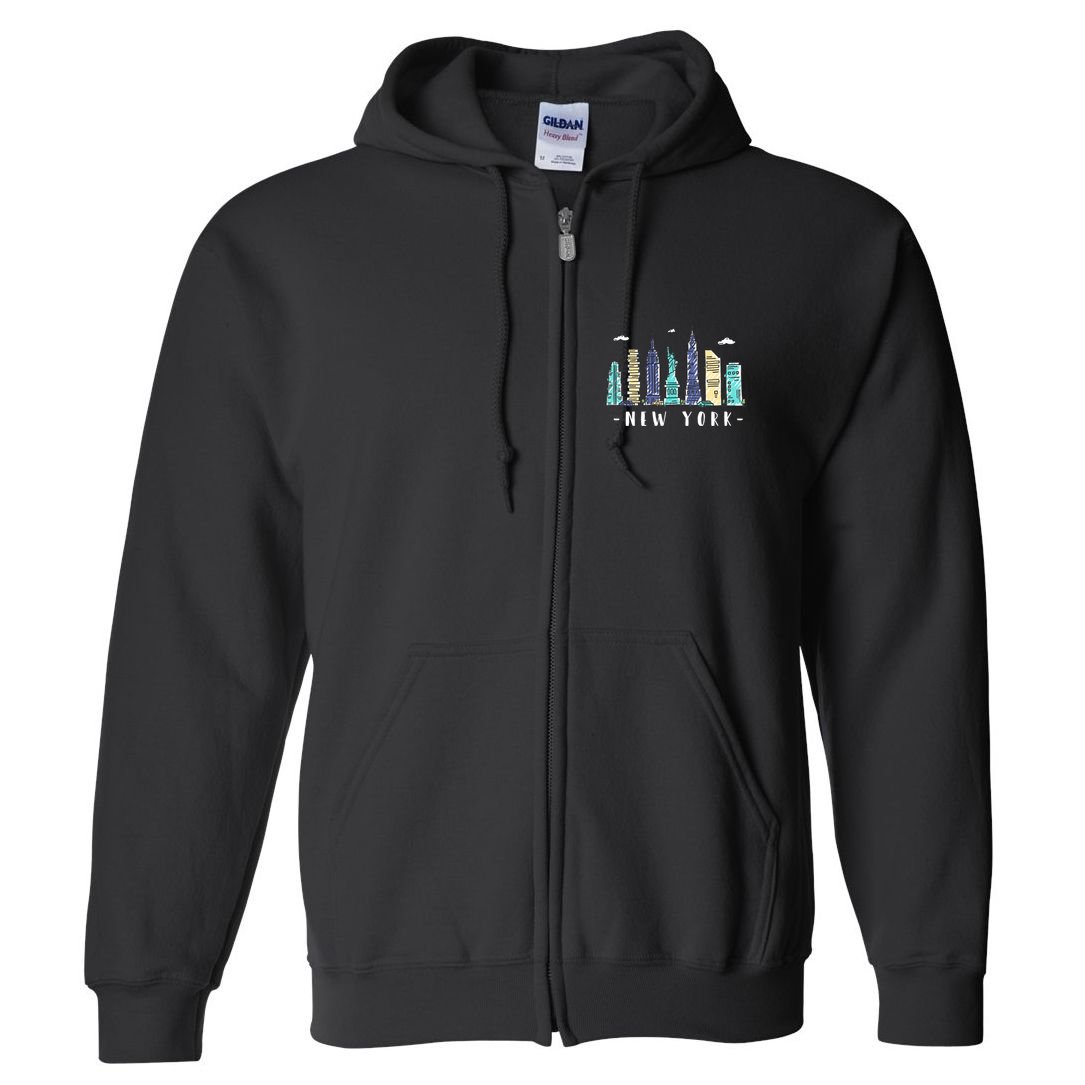 New York City Nyc Skyline Ny Watercolor Souvenir Gift Full Zip Hoodie