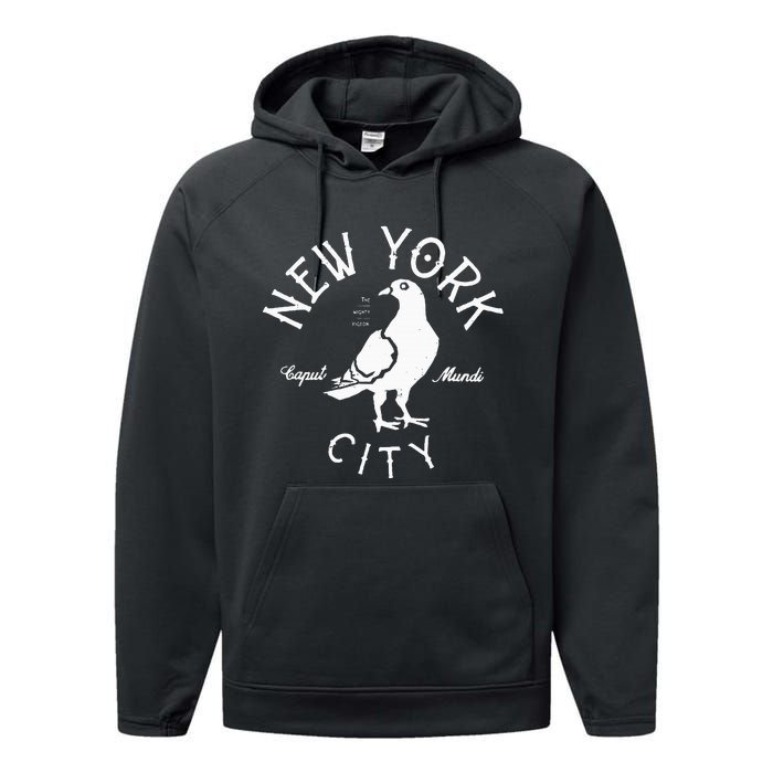 New York City Pigeon Nyc Animals And Birds Performance Fleece Hoodie