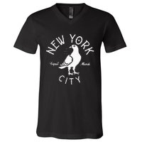 New York City Pigeon Nyc Animals And Birds V-Neck T-Shirt