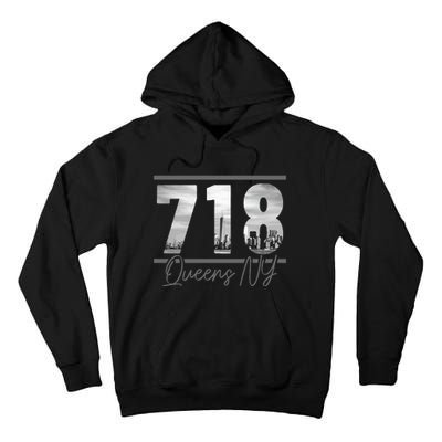 New York City 718 Area Code Skyline Queens Ny Nyc Vintage Tall Hoodie