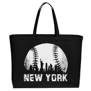 New York City Skyline Baseball Lover Cotton Canvas Jumbo Tote