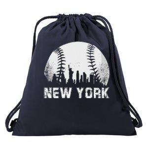 New York City Skyline Baseball Lover Drawstring Bag