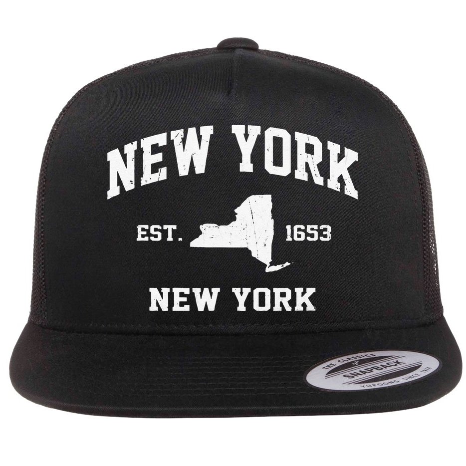 New York City NYC Vintage State Athletic Style Flat Bill Trucker Hat