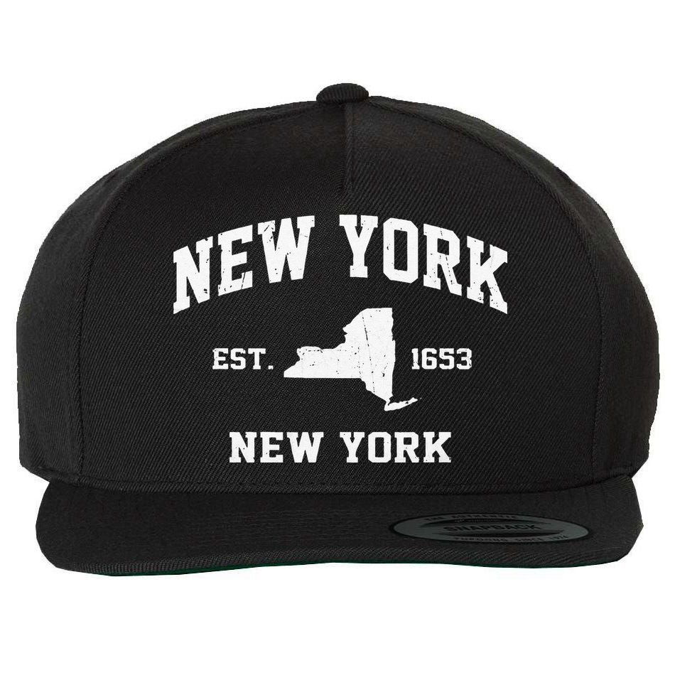 New York City NYC Vintage State Athletic Style Wool Snapback Cap