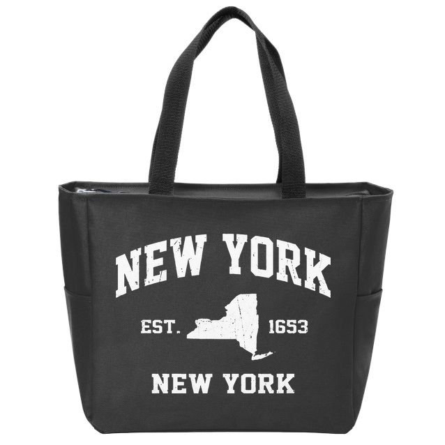New York City NYC Vintage State Athletic Style Zip Tote Bag