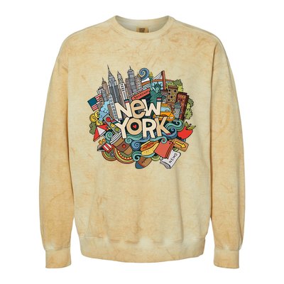 New York City Nyc Iconic Skyline Big Apple Gift Souvenir Colorblast Crewneck Sweatshirt