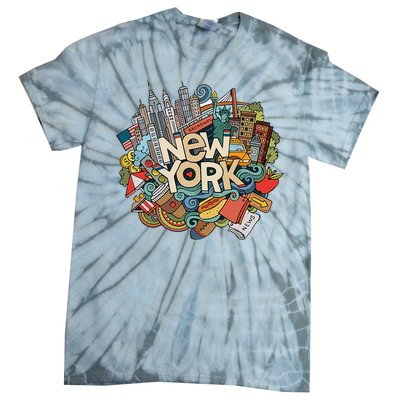 New York City Nyc Iconic Skyline Big Apple Gift Souvenir Tie-Dye T-Shirt