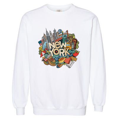 New York City Nyc Iconic Skyline Big Apple Gift Souvenir Garment-Dyed Sweatshirt