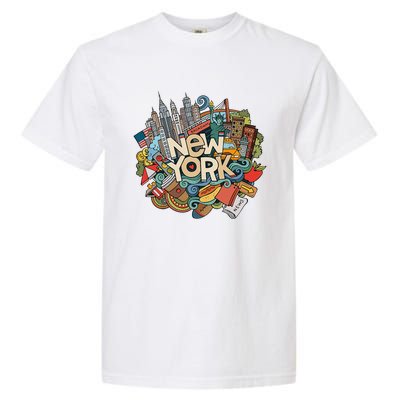 New York City Nyc Iconic Skyline Big Apple Gift Souvenir Garment-Dyed Heavyweight T-Shirt