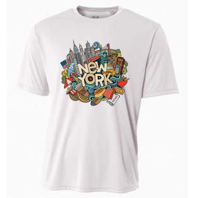 New York City Nyc Iconic Skyline Big Apple Gift Souvenir Cooling Performance Crew T-Shirt