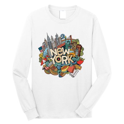 New York City Nyc Iconic Skyline Big Apple Gift Souvenir Long Sleeve Shirt