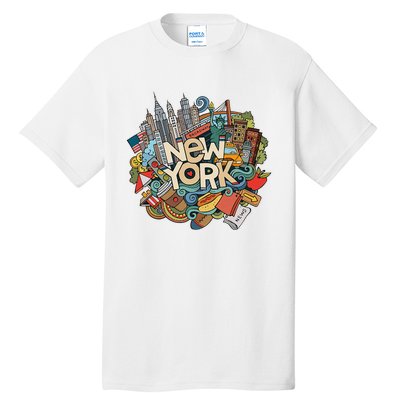 New York City Nyc Iconic Skyline Big Apple Gift Souvenir Tall T-Shirt