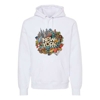 New York City Nyc Iconic Skyline Big Apple Gift Souvenir Premium Hoodie