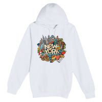 New York City Nyc Iconic Skyline Big Apple Gift Souvenir Premium Pullover Hoodie