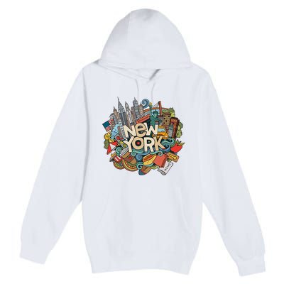 New York City Nyc Iconic Skyline Big Apple Gift Souvenir Premium Pullover Hoodie